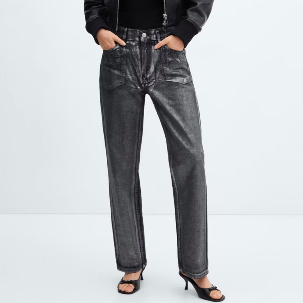 Mango Straight Foil Jeans
